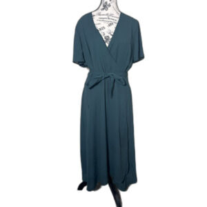 Alfani Women Green Hankerchief Hem Wrap Dress Meadow Green Size 14 READ $99
